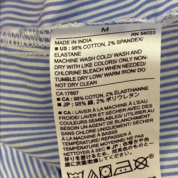 Banana Republic Button Down Shirt Seamed Sleeves Blue Stripes Size Medium - Picture 5 of 7